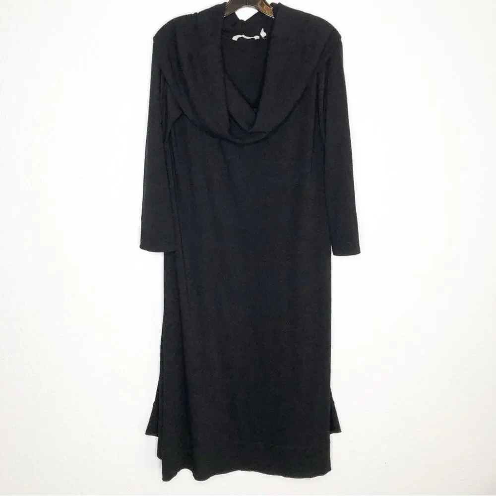 Soft Surroundings black cowl neck knit midi dress size Petite Large PL